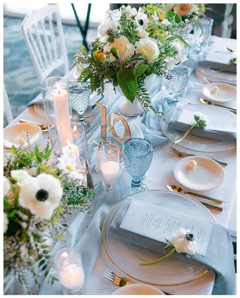 B.Cool Chiffon Table Runner 27x120 Inches Baby Blue Sheer Fabric Long Table Runners for Wedding Birthday Party Easter Baby Bridal Shower Decorations 10ft - Image 4